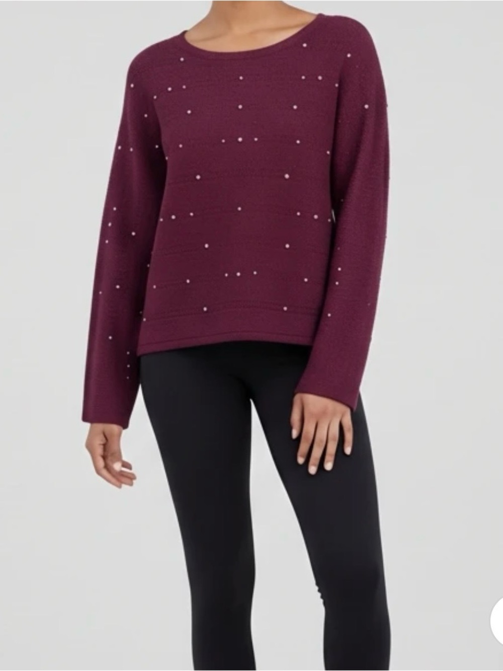 Women's Embellished Crewneck Sweater - Plum